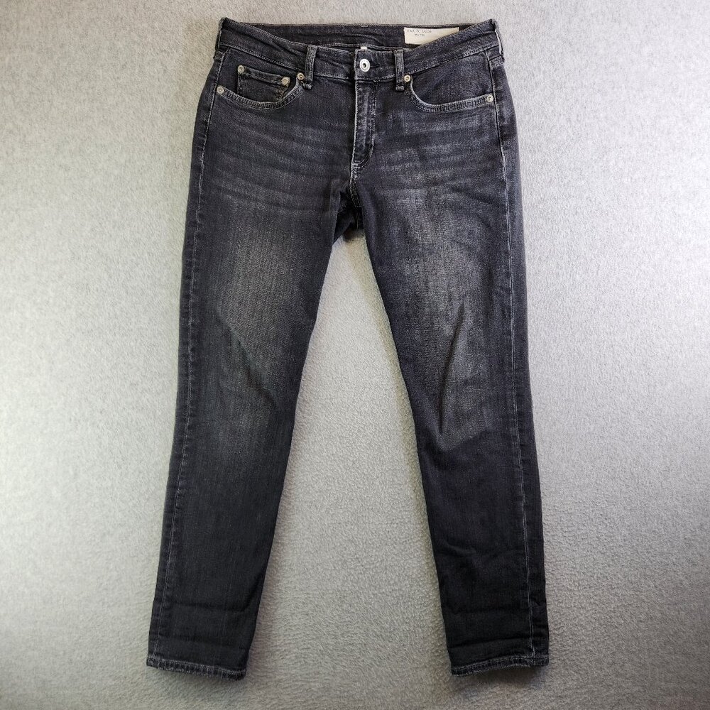 Rag Bone Jeans Womens 27 Black Dre Low Rise Slim Boyfriend Tapered Whiskered